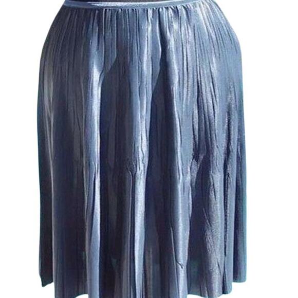 Cache Silver Gray Metallic Luxe Pleated Stretch Waist Soft Skirt NWT $178 New - Picture 6 of 6